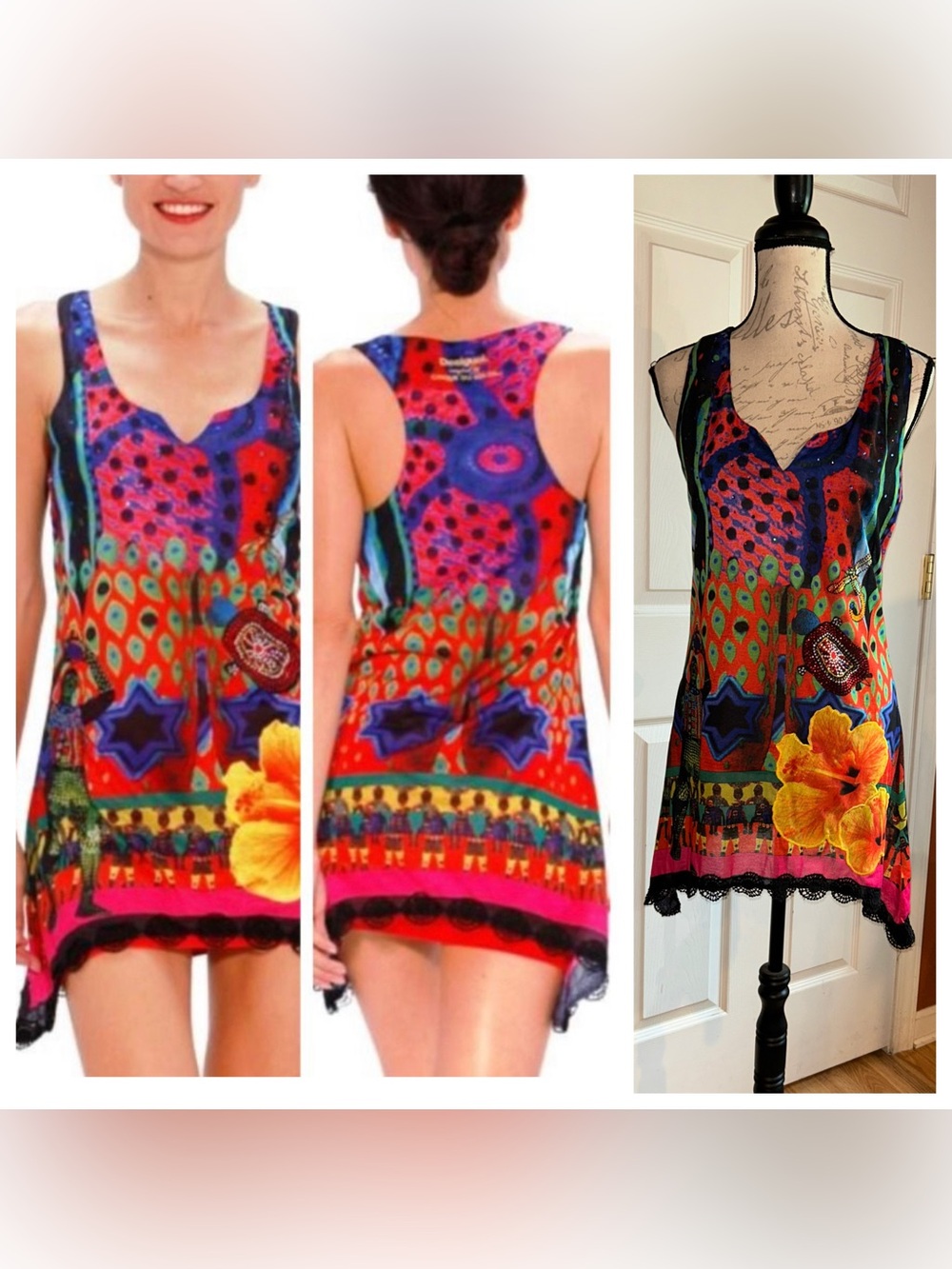 NWT Desigual Cirque De Soleil Alba Tunic Top Minidress Sleeveless Sz Large